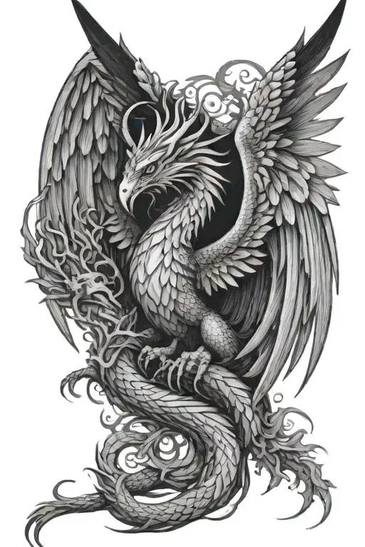 Phoenix And A Dragon Wrapped