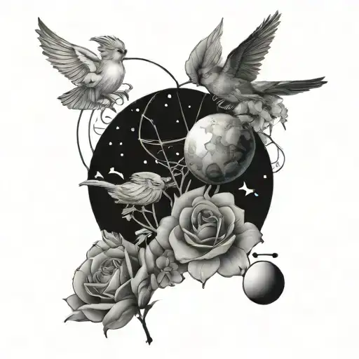 Stars World Planets Flowers Birds Dna Strand