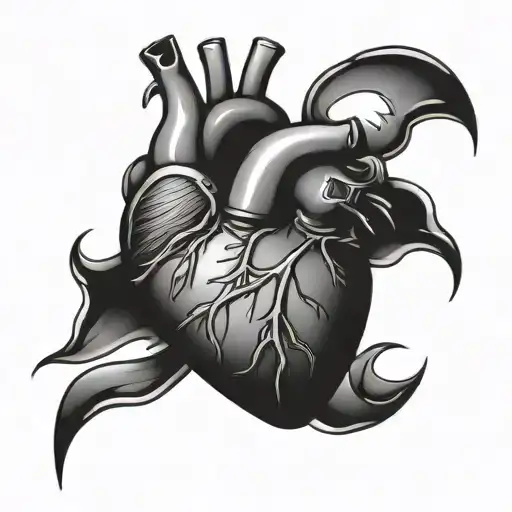 Human Heart With Last Heart Beat Line