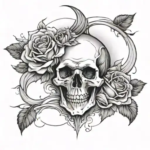 Skull And Rose Surrounded
