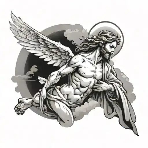 Angel With Clouds Surrounding Jesus Stripped