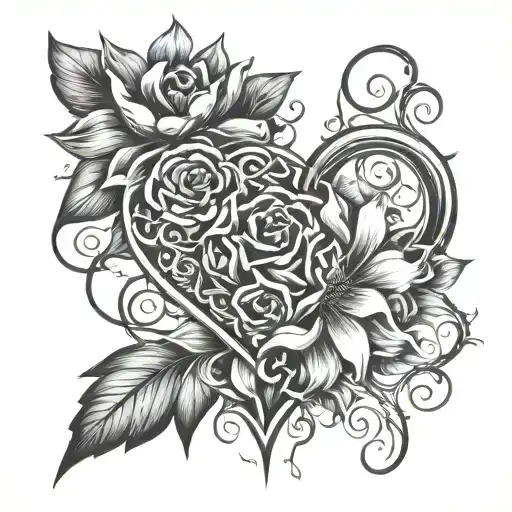 Flower Intertwined With Heart And Cancer Symbol