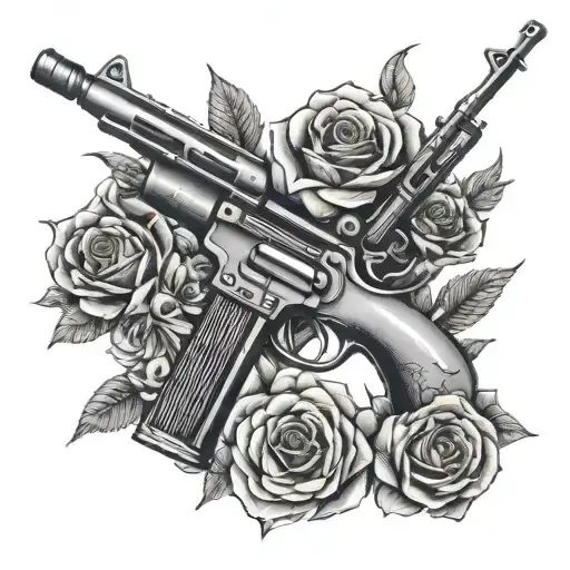 Roses And Guns Around The Word Rifle Man