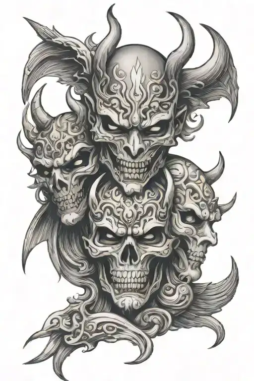 Demon Mask In One Hand And Angel Mask In Other Side