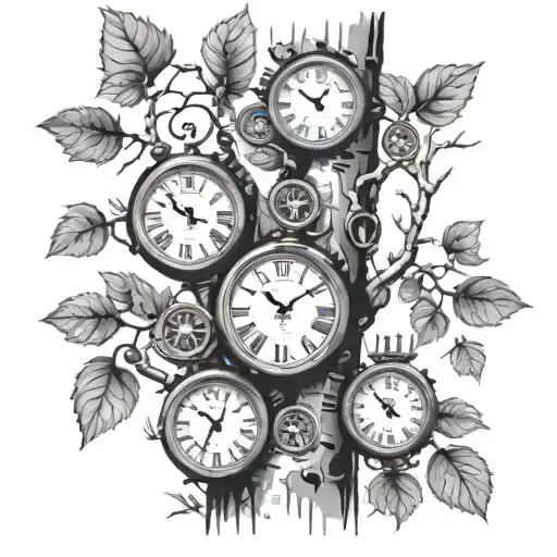 Birch Tree With 3 Clocks