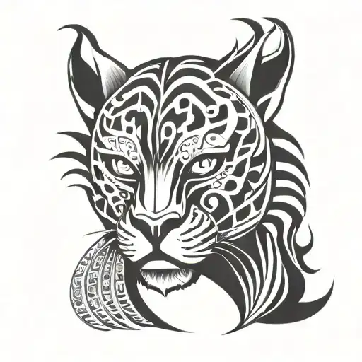 Tribal Jaguar Indigenous Mask Warrior Scketch