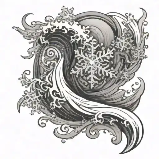 Snowflake Floating In Ocean Wave Crashing