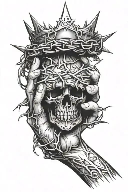 Crown Of Thorns Wrapped Hand Holding