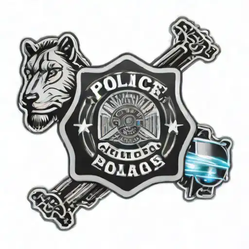 A Police Badge With Las Vegas Neon Lights In The Background
