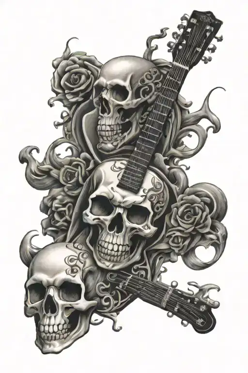 Skulls And Guitar Arm Sleeve