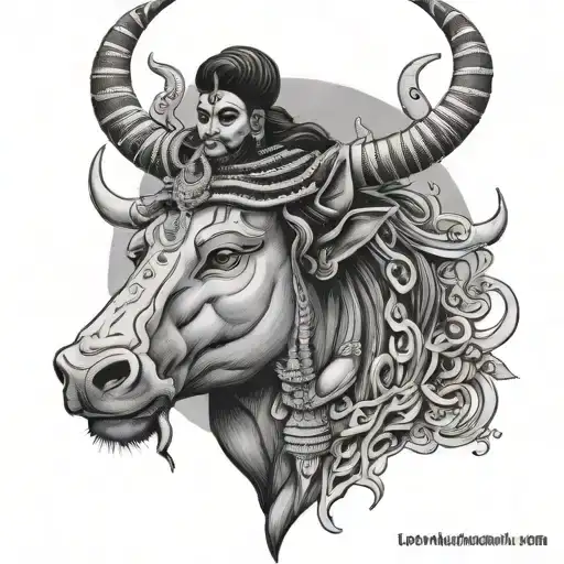 Lord Shiva With Nandi Bull Infront