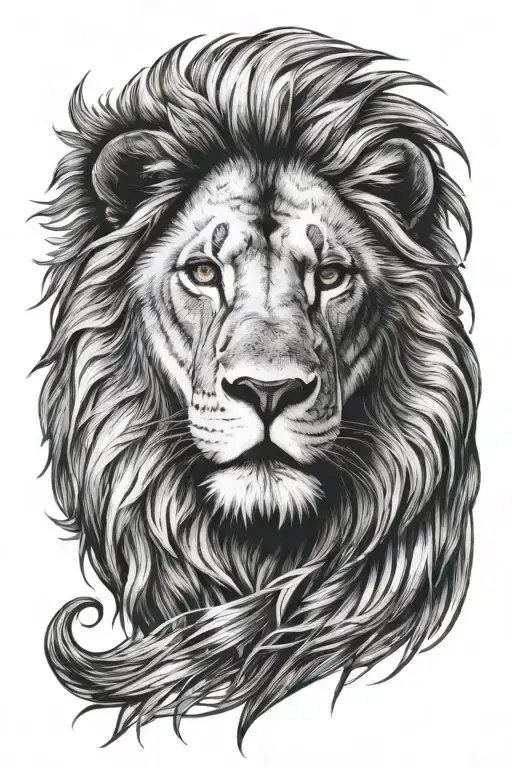 Realistic Lion Tattoo With American Concept Background