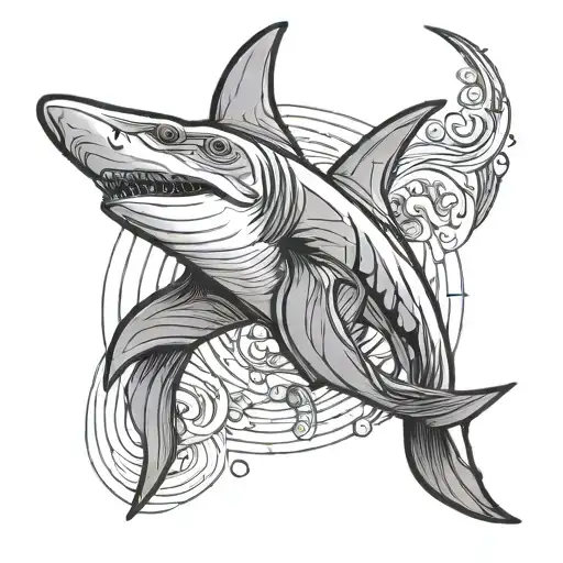 Line Art Hammerhead Shark Simple