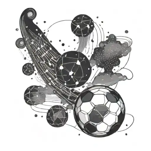 A Music Note Constellation Forming A Soccer Ball In The Night Sky