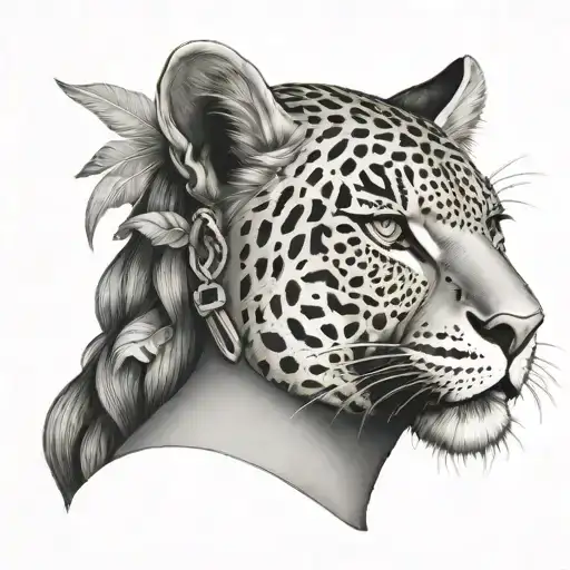 Amazon Woman With Head Wearing A Jaguar Warrior