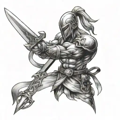 A Warrior Sticking A Sword Into A Cancer Ribbon