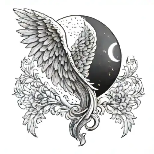 Angel Wings With The Moon