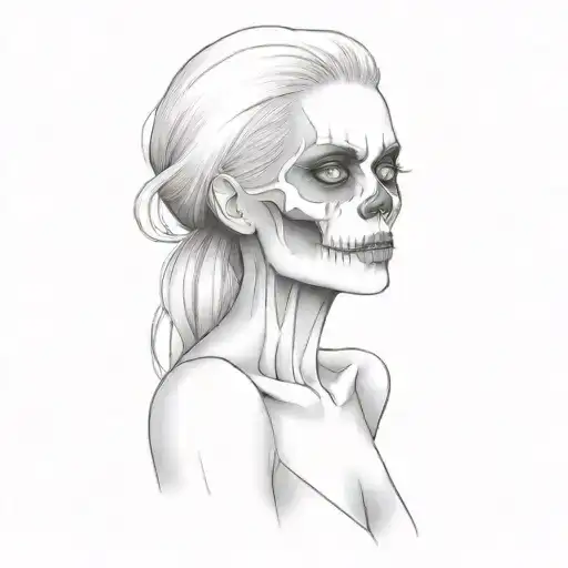 A Woman With A Skeleton Face