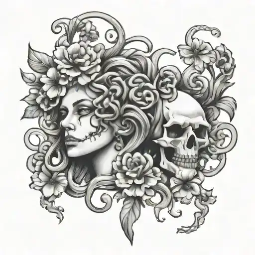 Medusa Flowers Skulls