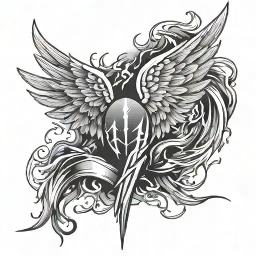 Angel Wings With Lightning Bolt