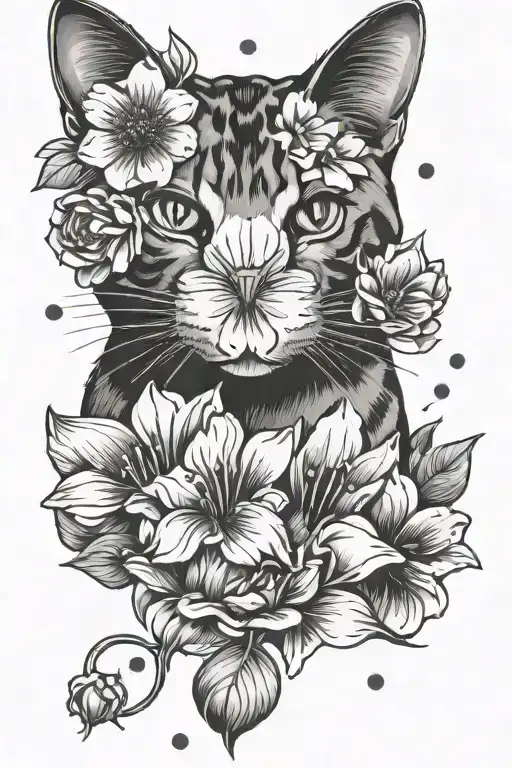 Flowers And Cat Paw Print