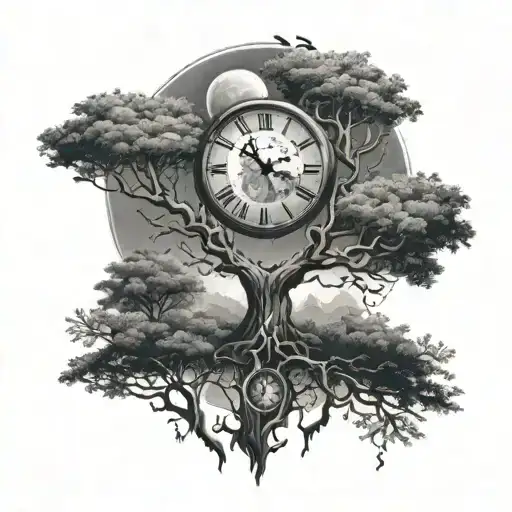 Clock Trees Moon Merging Together
