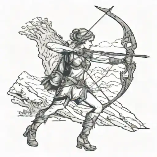Artemis Drawing Her Bow Hunting Scene