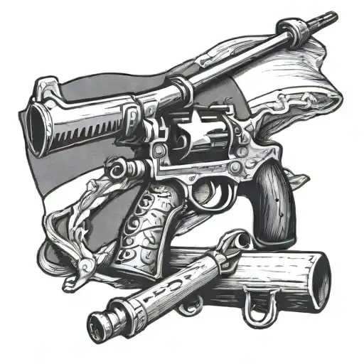 Texas Flag With A Gun And A Sledge Hammer On It