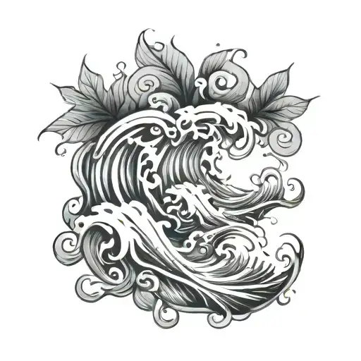 Water Waves And Leaves Growing