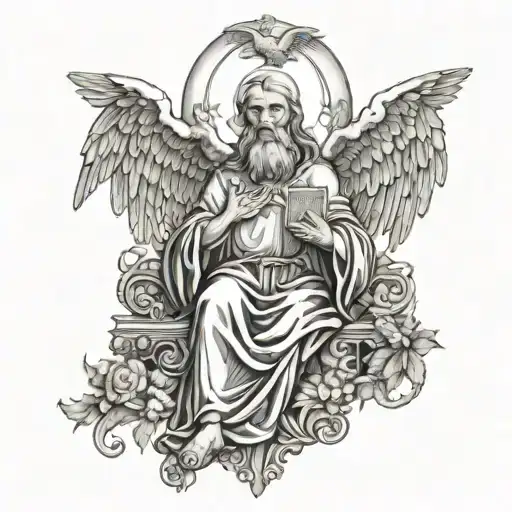 Saint Grabiel With Biblical Angels Around Him There's Never