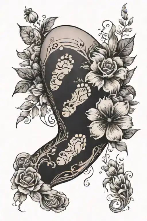 Flower Sleeve With Baby Footprint