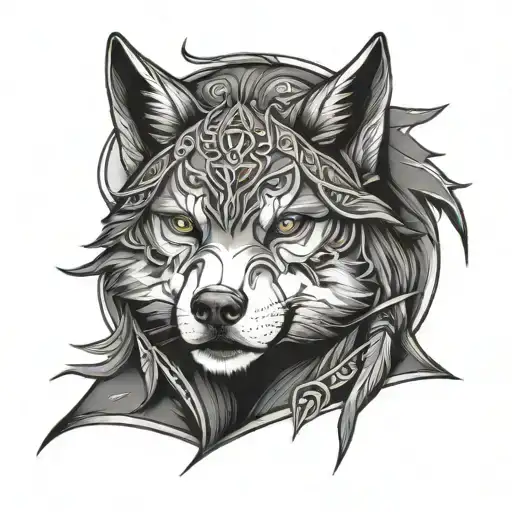 Girl Warrior Wolf Face