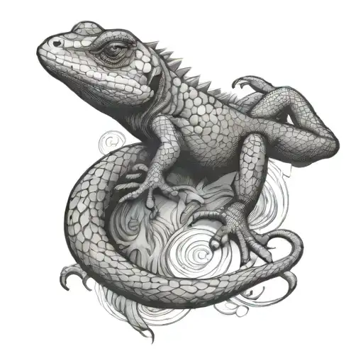 Small Black And White Tattoo Lizard Arm