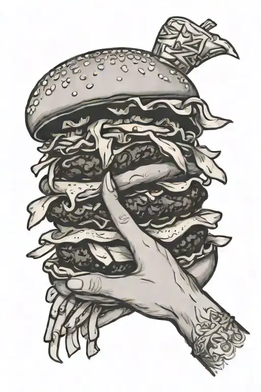 Burger And Fries Friends Holding Hands