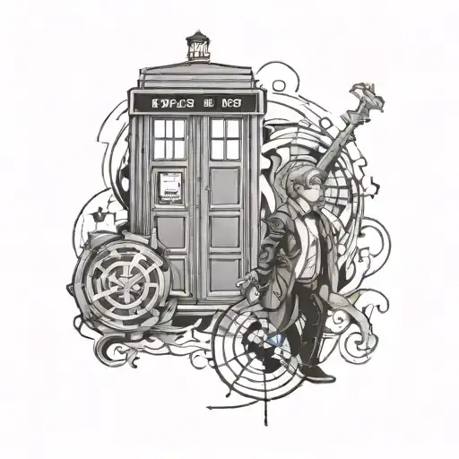 Dr Who Themed Tattoos And Marvel Themed Tattoos On 1 Arm Together