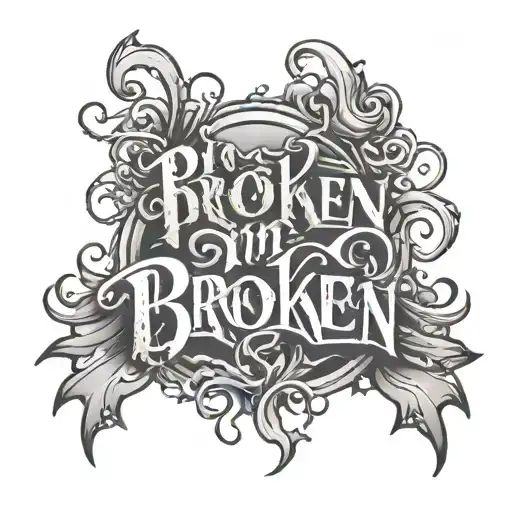I'm Broken Lettering Tattoo Word