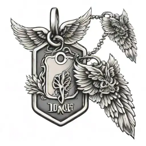 Two Dog Tags One With Wings