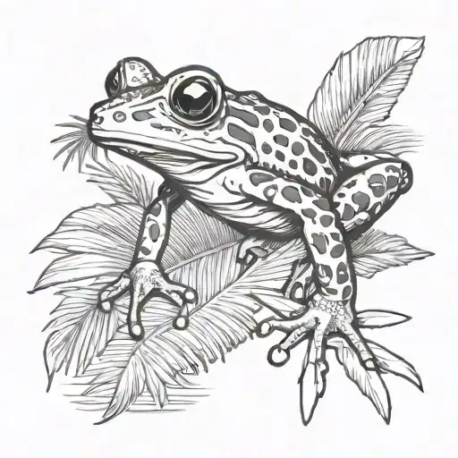 Puerto Rican Frog W Palm Tree In Florida State Outline