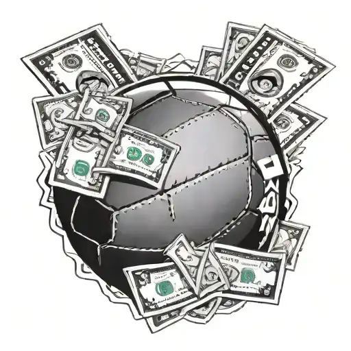 A Football With Number 4 In It Surrounded By Money
