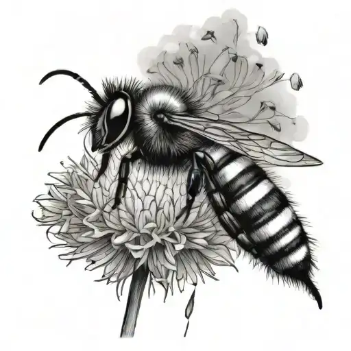 Bee And Dandelion Blowing