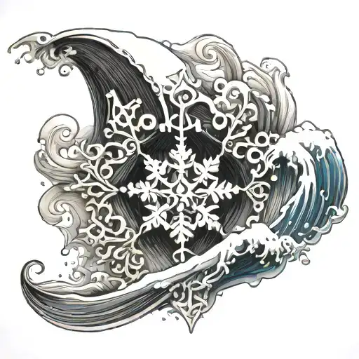 Snowflake In Ocean With Wave Crashing
