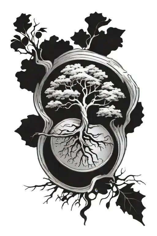 Tree With A Coin In The Middle Of Its Core