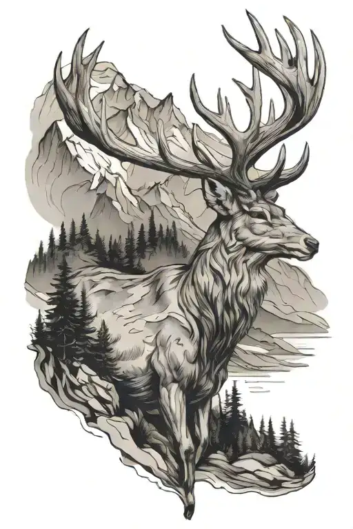 Deer In Mountains