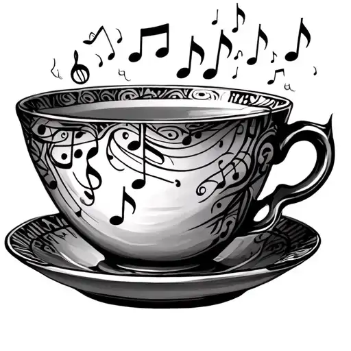 Teacup With Music Notes Floating