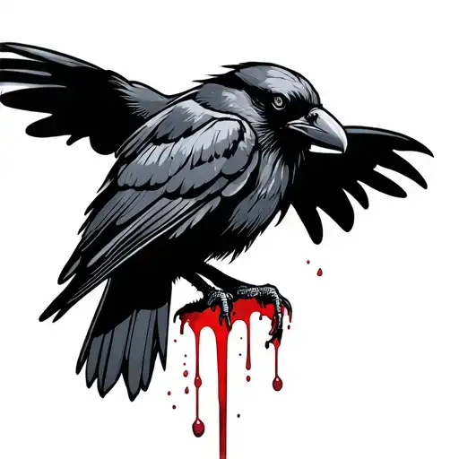Bleeding Crow Perched