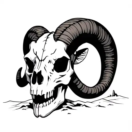 Ram Skull In The Desert