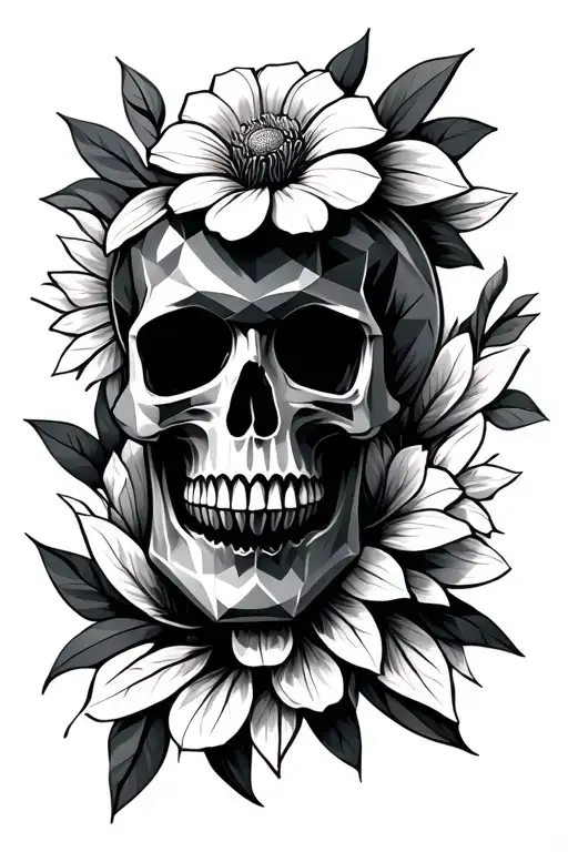 Skull With Geometric Flower Background