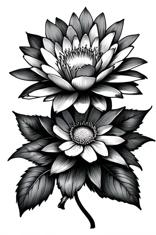 Daisy Water Lily Rose Intertwined