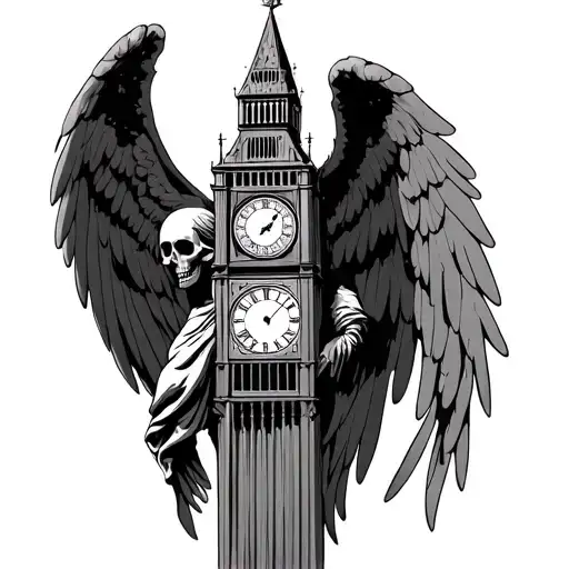 Angel Of Death Holding Time Clock Tower