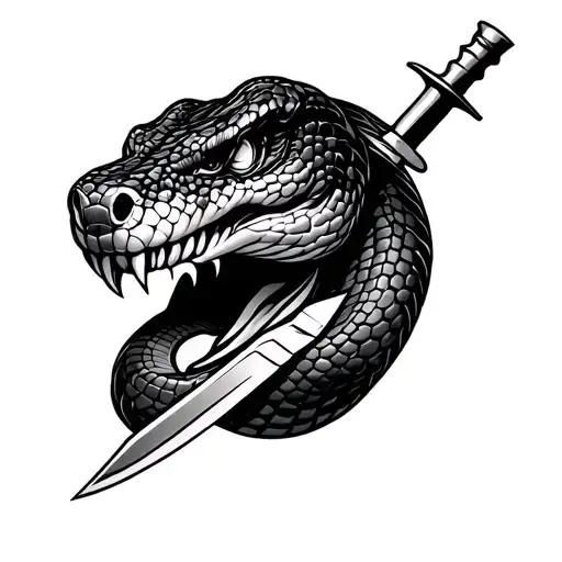 Snake Head With Knife Piercing